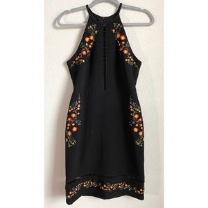 Endless Rose Black Embroidered Halter Dress-S